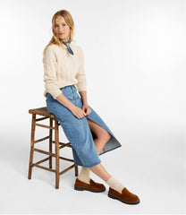 L.L.Bean Women's Signature Heritage Denim Midi Skirt CLOTHING