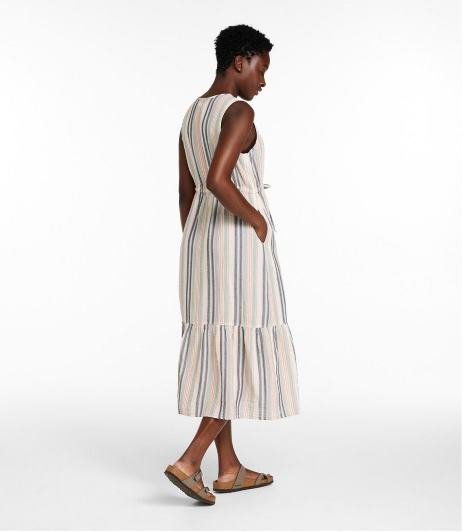 L.L.Bean Women's Cloud Gauze Midi Dress, Stripe CLOTHING