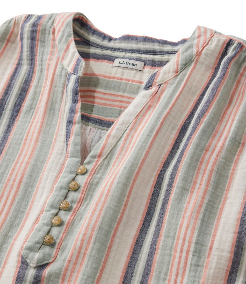 L.L.Bean Women's Cloud Gauze Short-Sleeve Shift Dress, Stripe CLOTHING