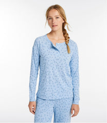 L.L.Bean Women's Restorative Sleepwear, Long-Sleeve Henley Print SALE|CLOTHING