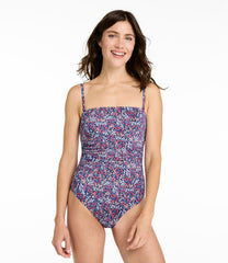 L.L.Bean Women's Coastal Essentials Swimwear, Bandeau Tanksuit Print CLOTHING