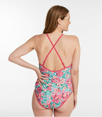 L.L.Bean Women's Coastal Essentials Swimwear, V-Neck Tanksuit Print CLOTHING