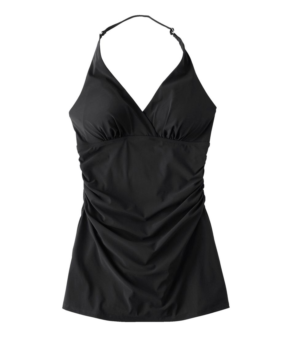 L.L.Bean Women's Shaping Swimwear, Clasp Halter Dress CLOTHING