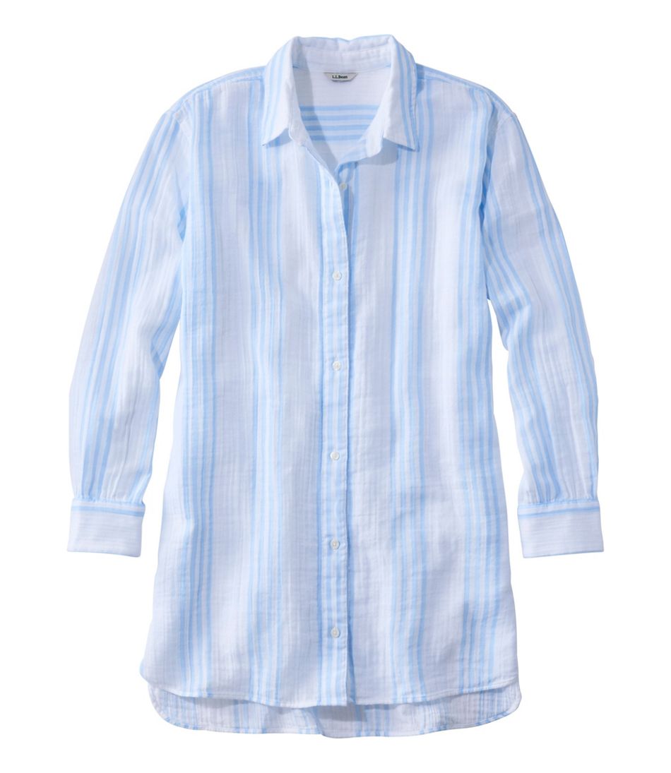 L.L.Bean Women's Cloud Gauze Cover-Up Shirt, Stripe CLOTHING|SALE