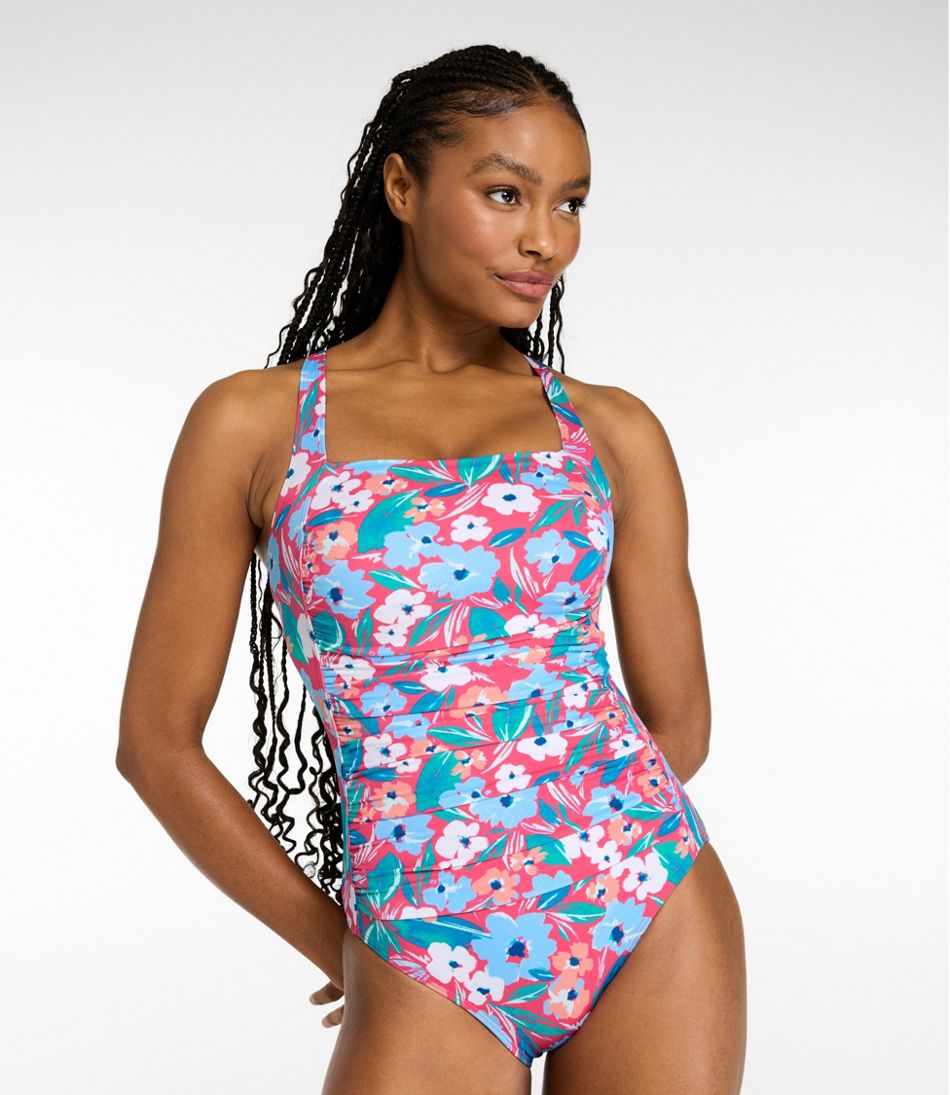 L.L.Bean Women's BeanSport Swimwear, Squareneck Tanksuit Print CLOTHING|SALE