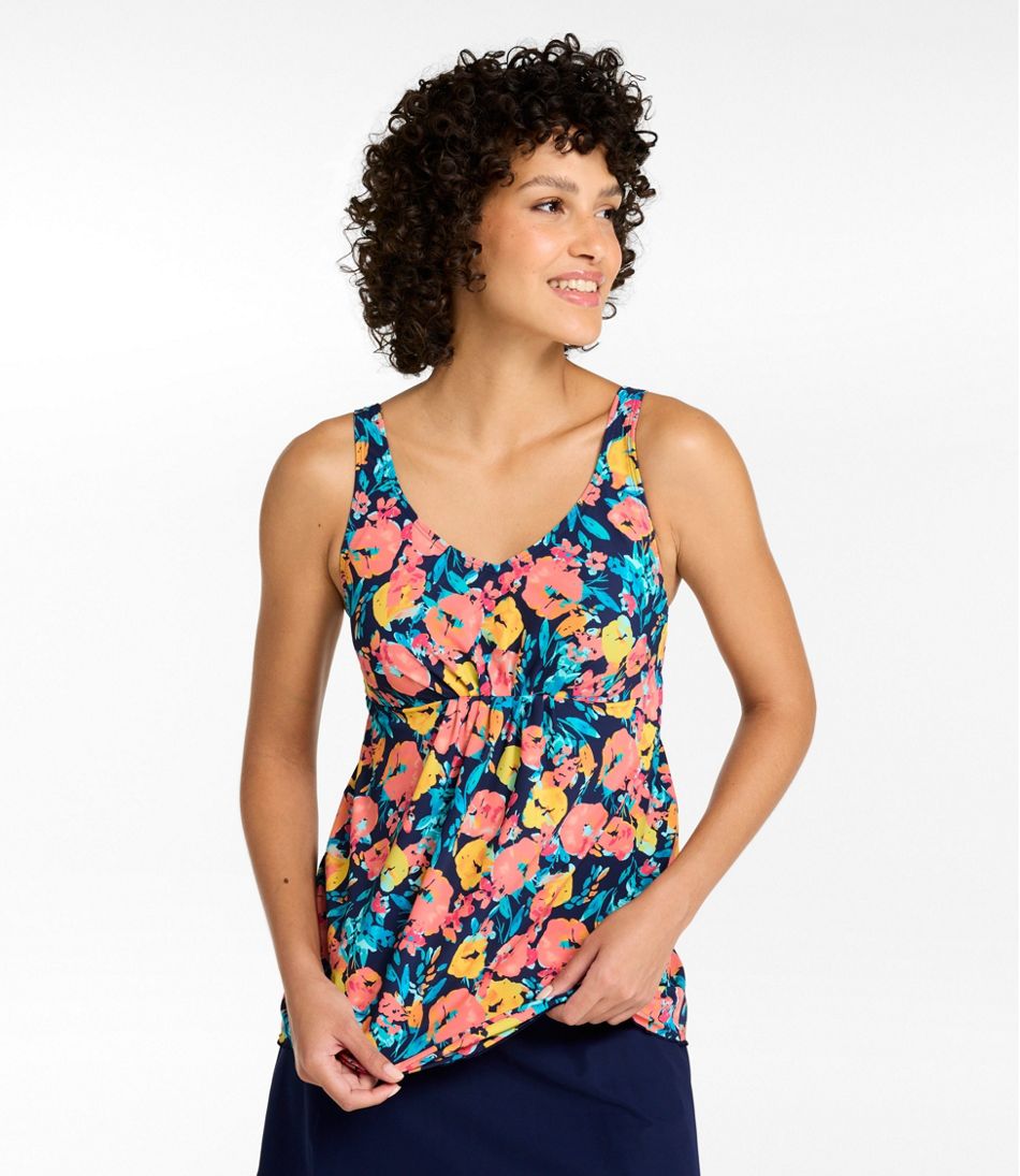 L.L.Bean Women's Shaping Swimwear, Soft-Drape Tankini Top Print CLOTHING|SALE