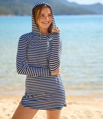 L.L.Bean Women's SunSmart® UPF 50+ Sun Shirt, Hooded Tunic Print CLOTHING