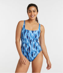 L.L.Bean Women's New Currents Swimwear, Squareneck Tanksuit Print CLOTHING|SALE