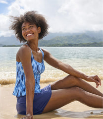 L.L.Bean Women's New Currents Swimwear, Squareneck Tankini Top Print CLOTHING|SALE
