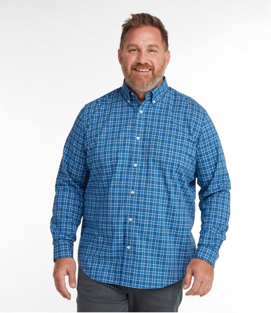L.L.Bean Men's Wrinkle-Free Kennebunk Sport Shirt, Slightly Fitted Check CLOTHING