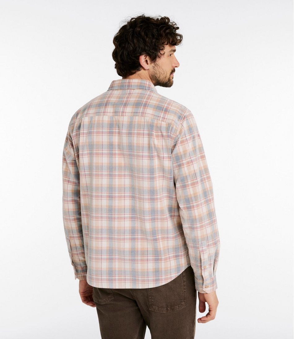 L.L.Bean Men's Sunwashed Corduroy Shirt, Slightly Fitted Untucked Fit, Plaid CLOTHING|SALE