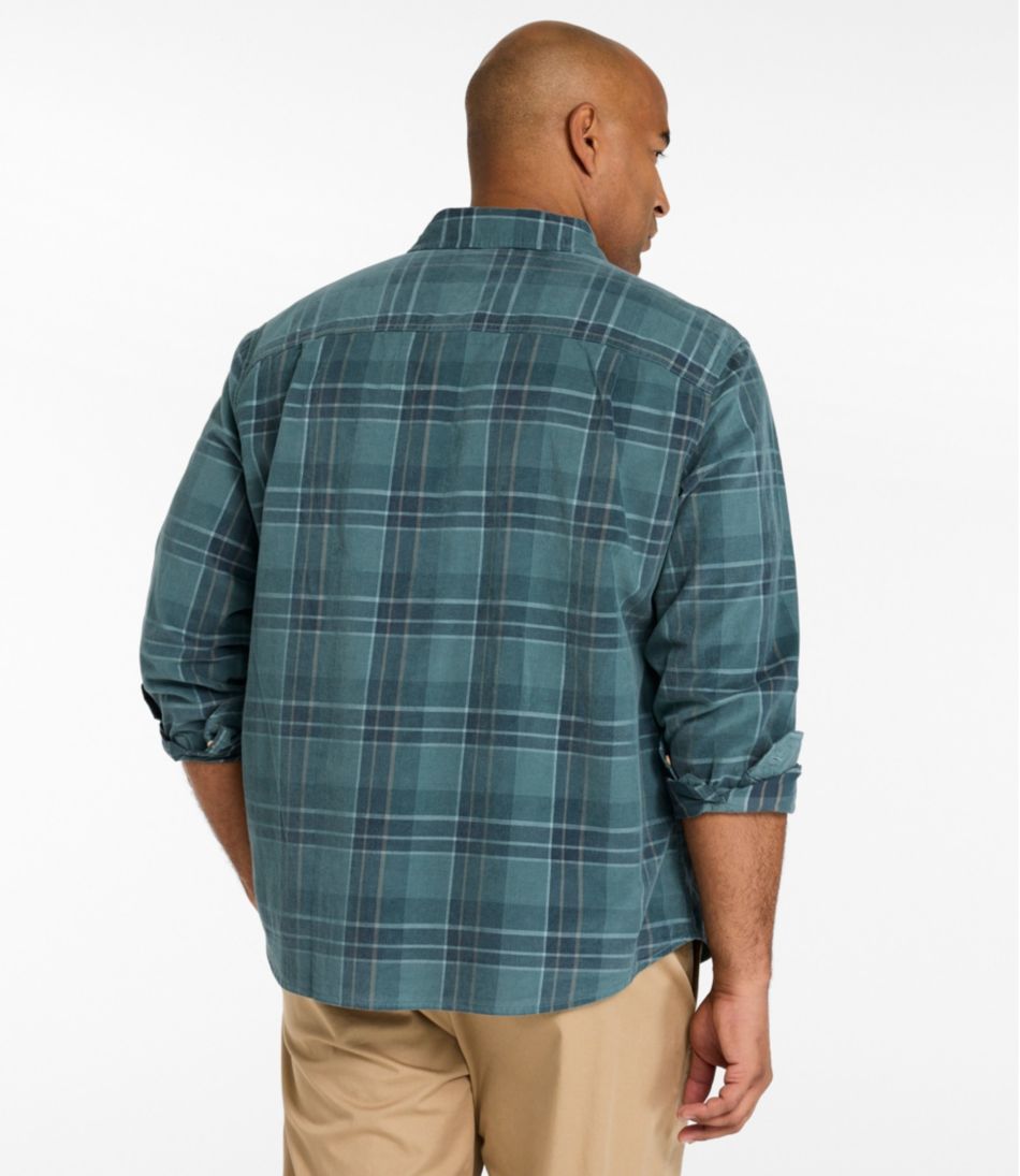L.L.Bean Men's Sunwashed Corduroy Shirt, Slightly Fitted Untucked Fit, Plaid CLOTHING|SALE