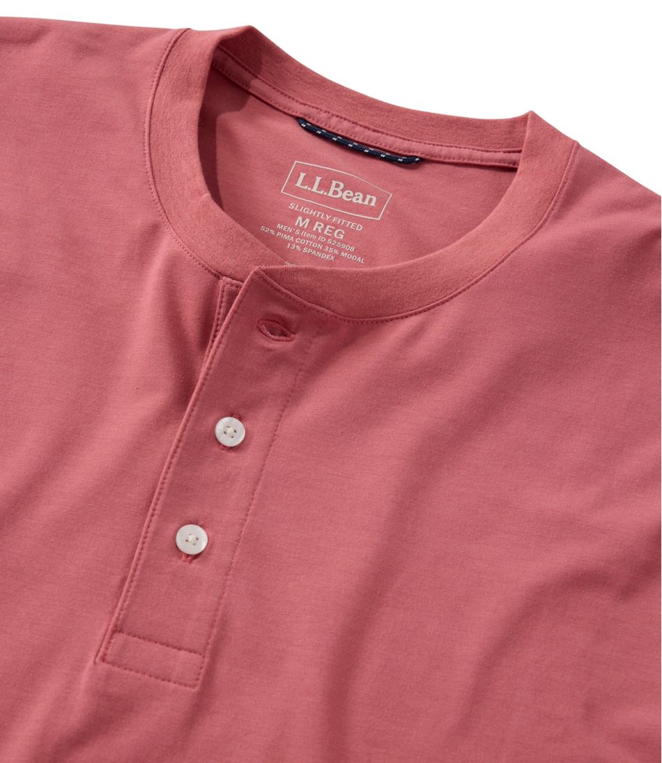 L.L.Bean Men's Comfort Stretch Performance® Pima Tee, Long-Sleeve Henley CLOTHING