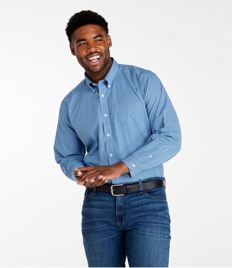 L.L.Bean Men's Wrinkle-Free Pinpoint Oxford Cloth Shirt, Traditional Fit Tattersall CLOTHING|SALE