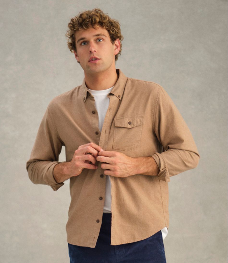 L.L.Bean Men's Brushed Jaspé Twill Shirt, Traditional Untucked Fit CLOTHING
