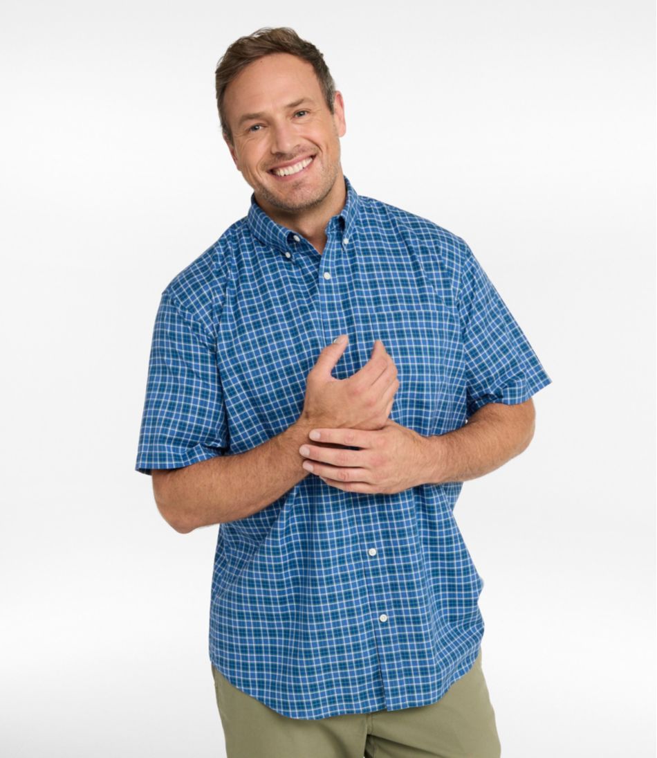 L.L.Bean Men's Wrinkle-Free Kennebunk Sport Shirt, Traditional Fit Short-Sleeve Check CLOTHING|SALE