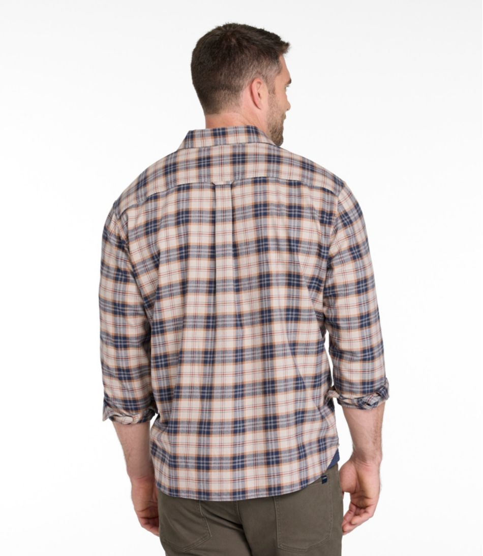 L.L.Bean Men's Brushed Jaspé Twill Shirt, Plaid, Traditional Untucked Fit CLOTHING|SALE