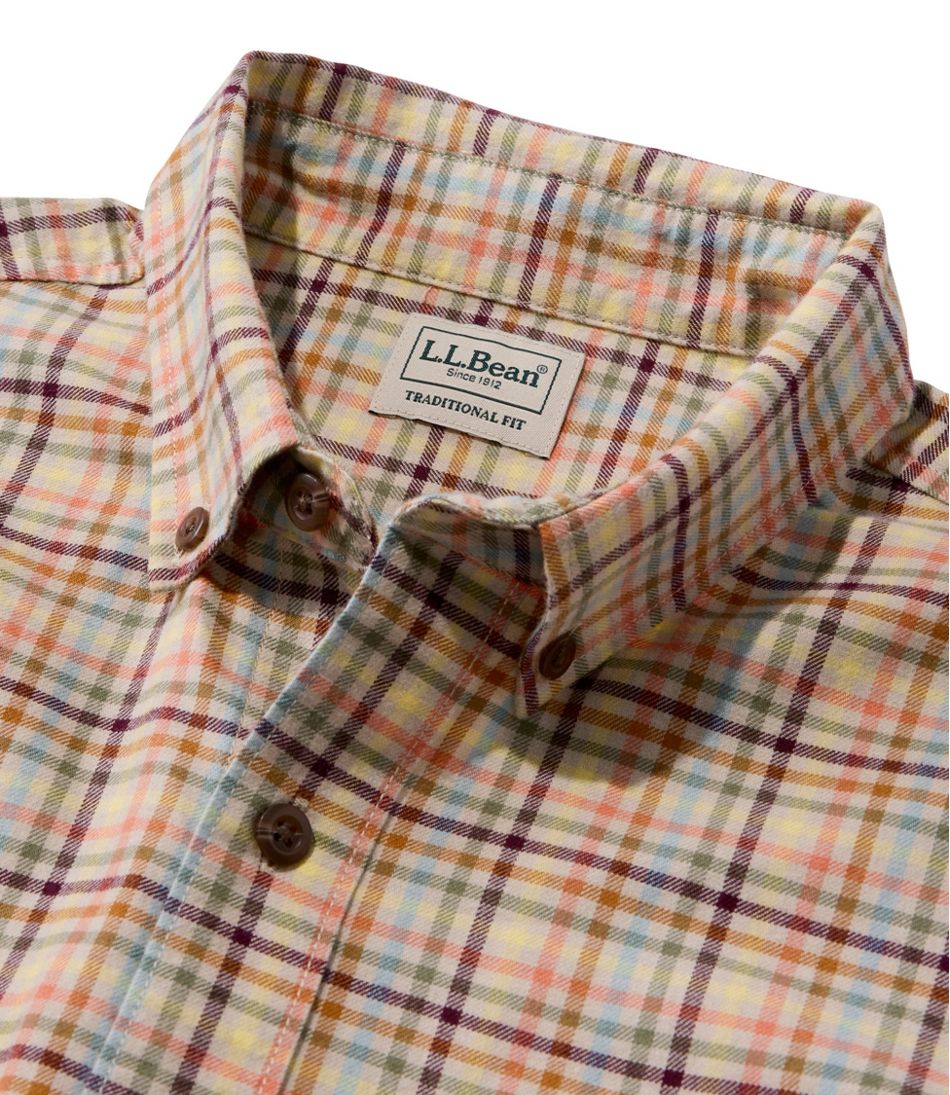 L.L.Bean Men's Brushed Jaspé Twill Shirt, Plaid, Traditional Untucked Fit CLOTHING|SALE