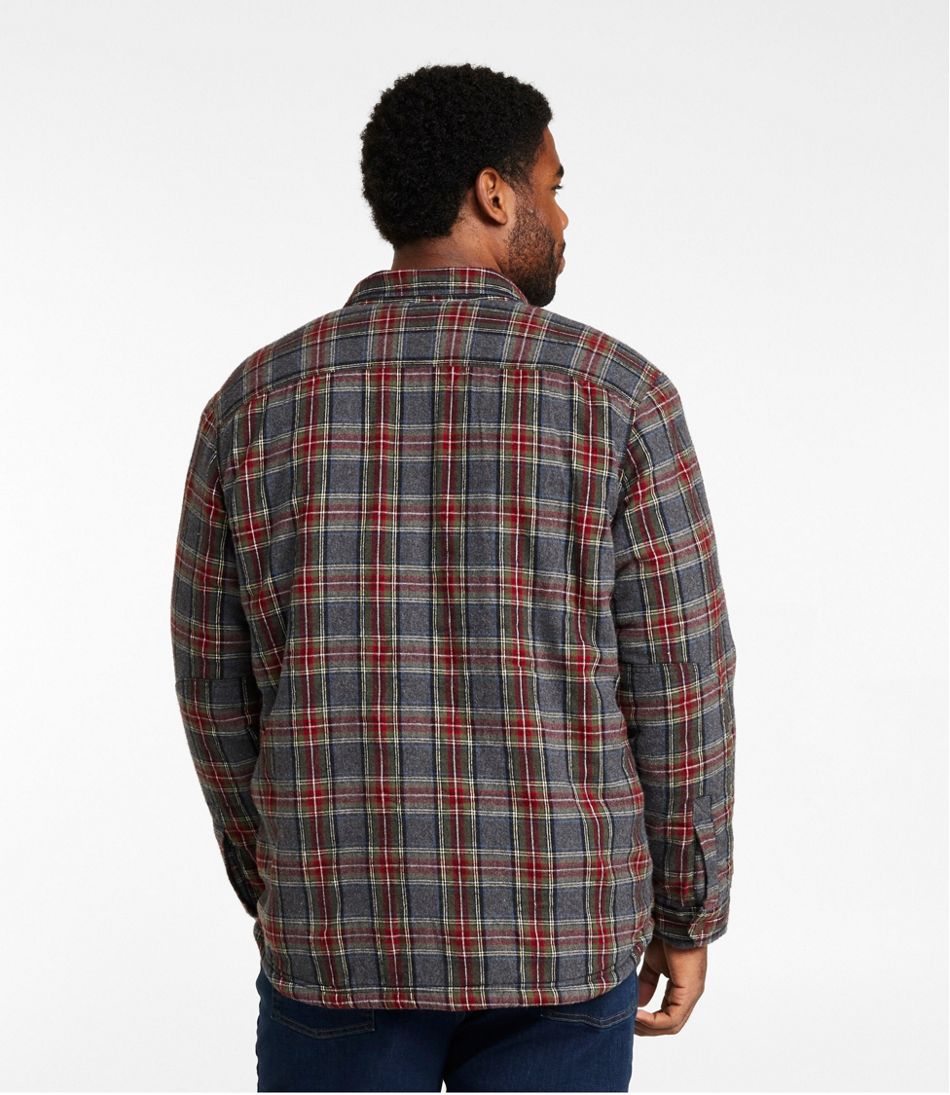 L.L.Bean Men's Sherpa-Lined Scotch Plaid Shirt, Slightly Fitted CLOTHING