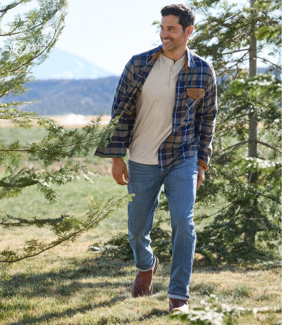 L.L.Bean Men's Scotch Plaid Flannel Shirt, Snap-Front, Slightly Fitted Untucked Fit CLOTHING