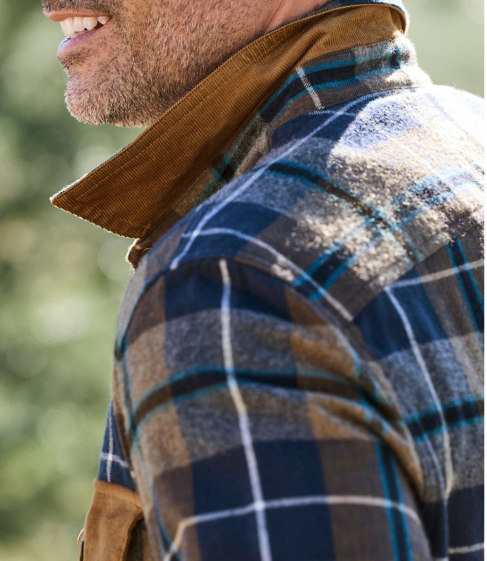 L.L.Bean Men's Scotch Plaid Flannel Shirt, Snap-Front, Slightly Fitted Untucked Fit CLOTHING