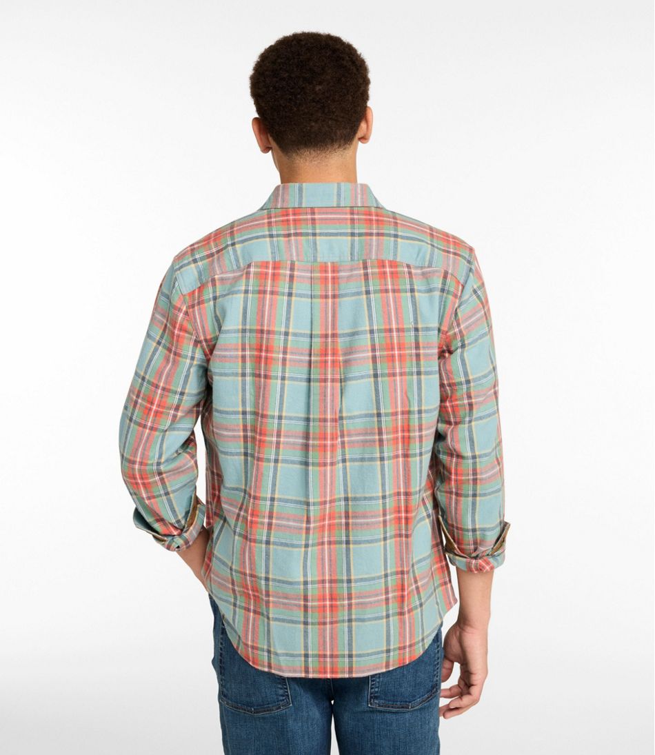 L.L.Bean Men's Scotch Plaid Flannel Shirt, Snap-Front, Slightly Fitted Untucked Fit CLOTHING