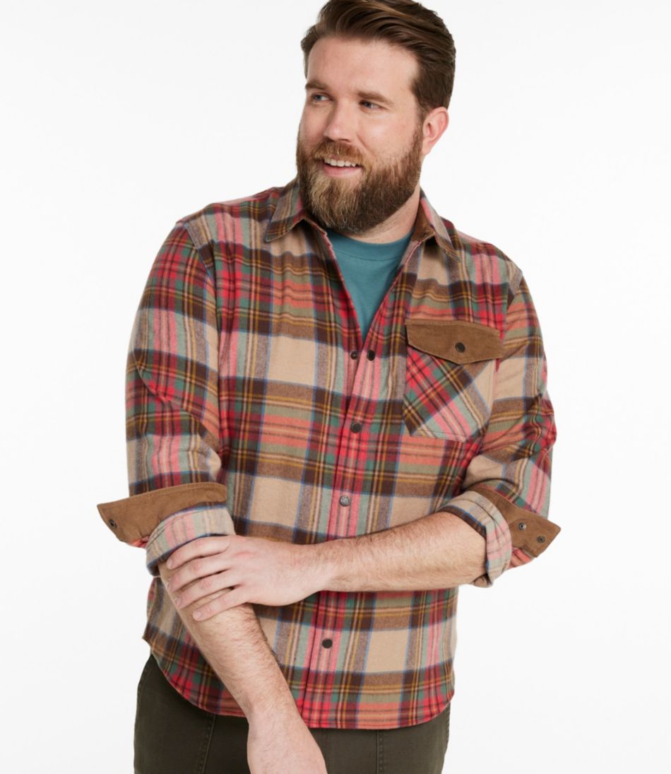 L.L.Bean Men's Scotch Plaid Flannel Shirt, Snap-Front, Slightly Fitted Untucked Fit CLOTHING