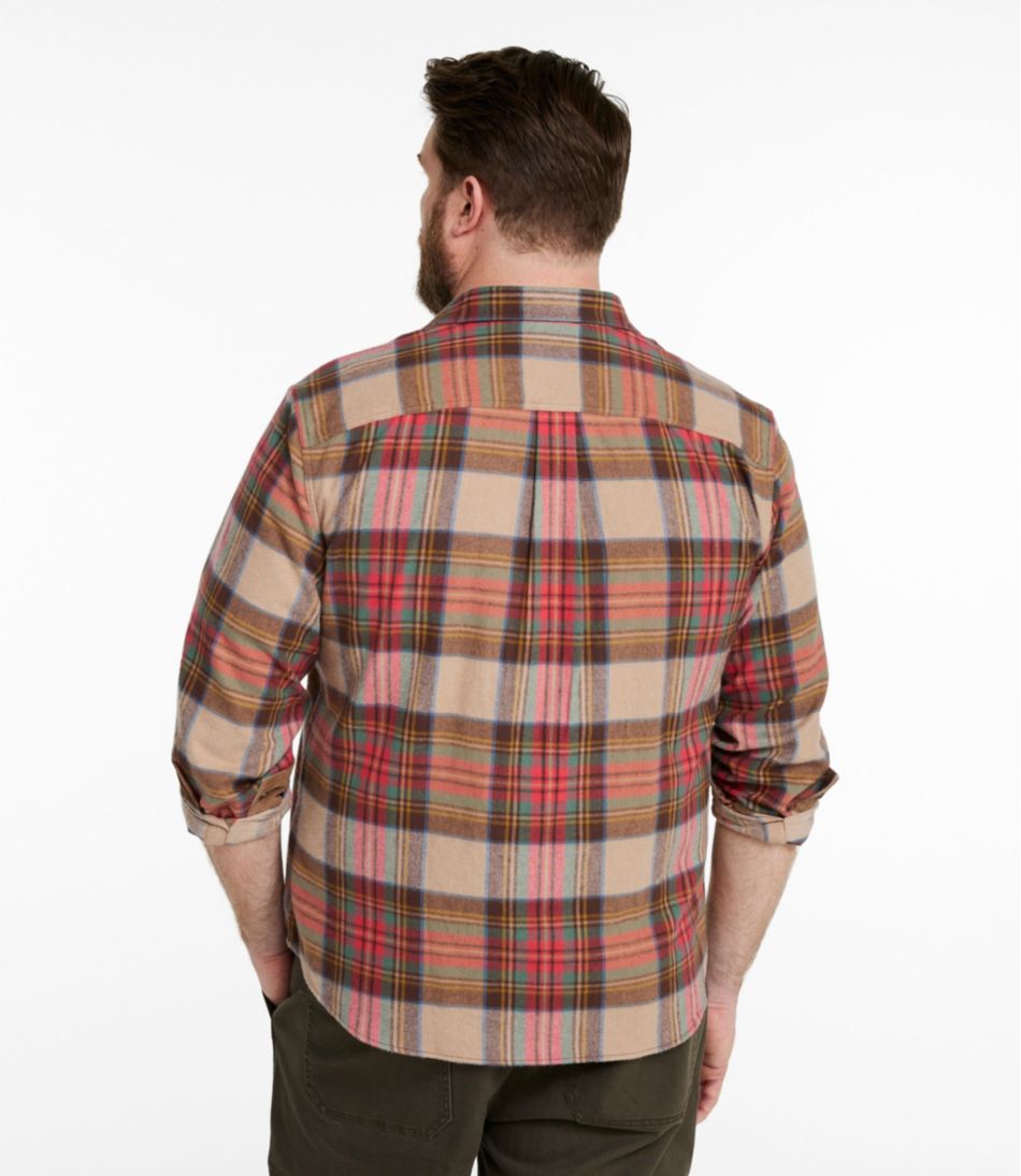 L.L.Bean Men's Scotch Plaid Flannel Shirt, Snap-Front, Slightly Fitted Untucked Fit CLOTHING