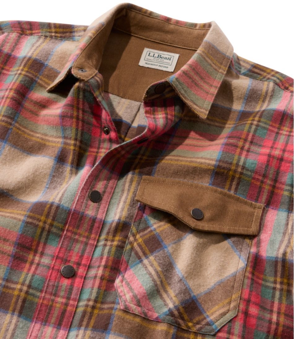 L.L.Bean Men's Scotch Plaid Flannel Shirt, Snap-Front, Slightly Fitted Untucked Fit CLOTHING