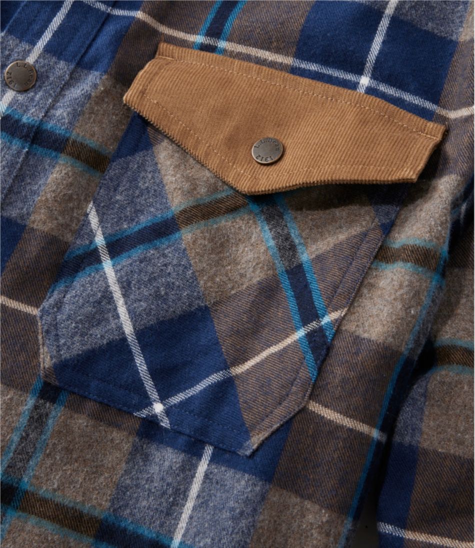L.L.Bean Men's Scotch Plaid Flannel Shirt, Snap-Front, Slightly Fitted Untucked Fit CLOTHING