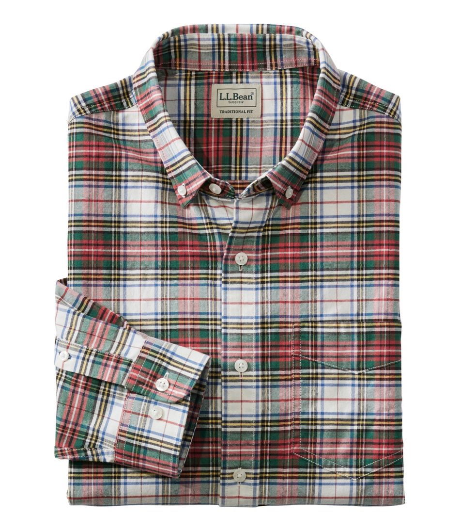 L.L.Bean Men's Comfort Stretch® Oxford Shirt, Traditional Untucked Fit, Plaid CLOTHING|SALE