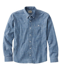 L.L.Bean Men's Comfort Stretch® Chambray Shirt, Traditional Untucked Fit, Long-Sleeve CLOTHING