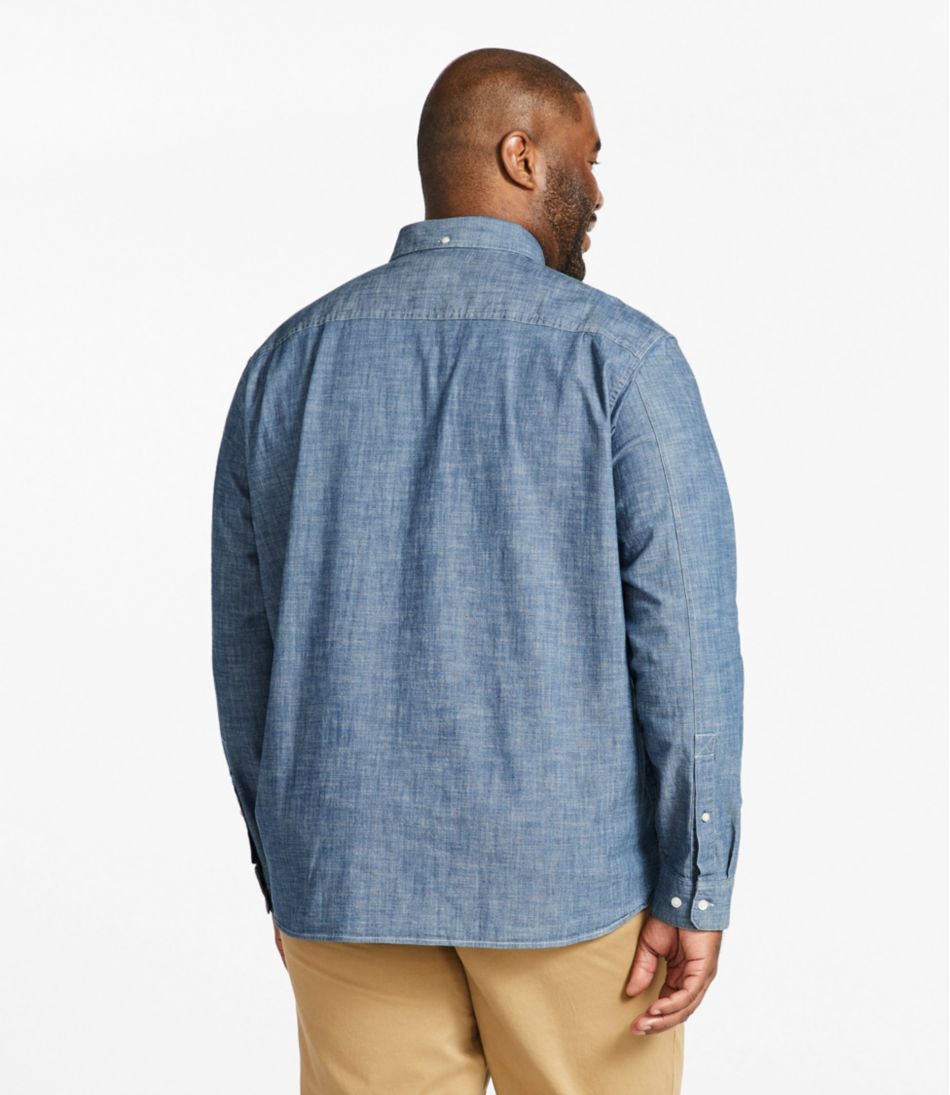 L.L.Bean Men's Comfort Stretch® Chambray Shirt, Traditional Untucked Fit, Long-Sleeve CLOTHING