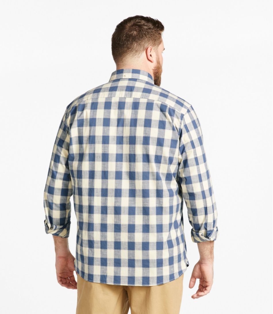 L.L.Bean Men's Comfort Stretch® Chambray Shirt, Traditional Untucked Fit, Long-Sleeve, Print CLOTHING|SALE