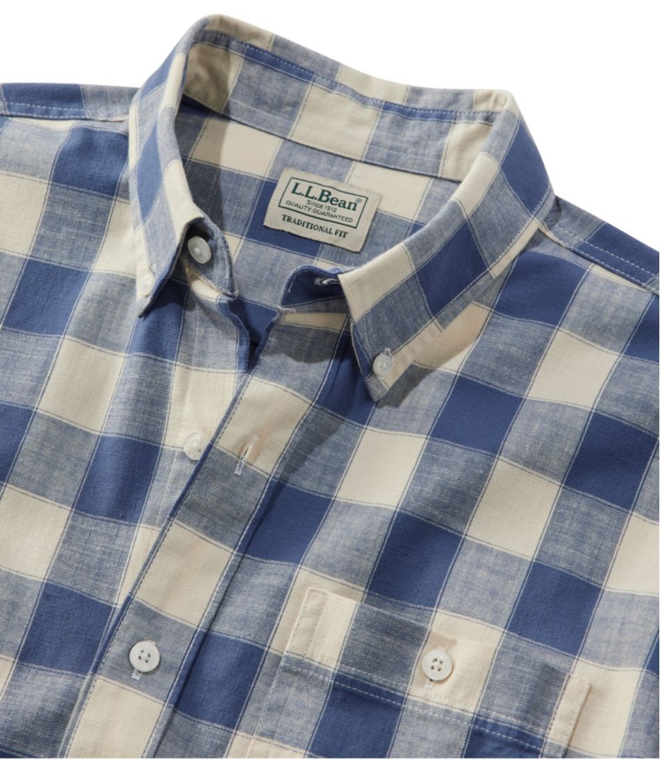 L.L.Bean Men's Comfort Stretch® Chambray Shirt, Traditional Untucked Fit, Long-Sleeve, Print CLOTHING|SALE