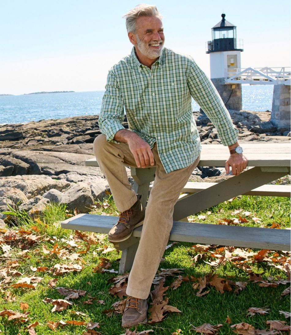 L.L.Bean Men's Comfort Stretch® Chambray Shirt, Traditional Untucked Fit, Long-Sleeve, Print CLOTHING|SALE