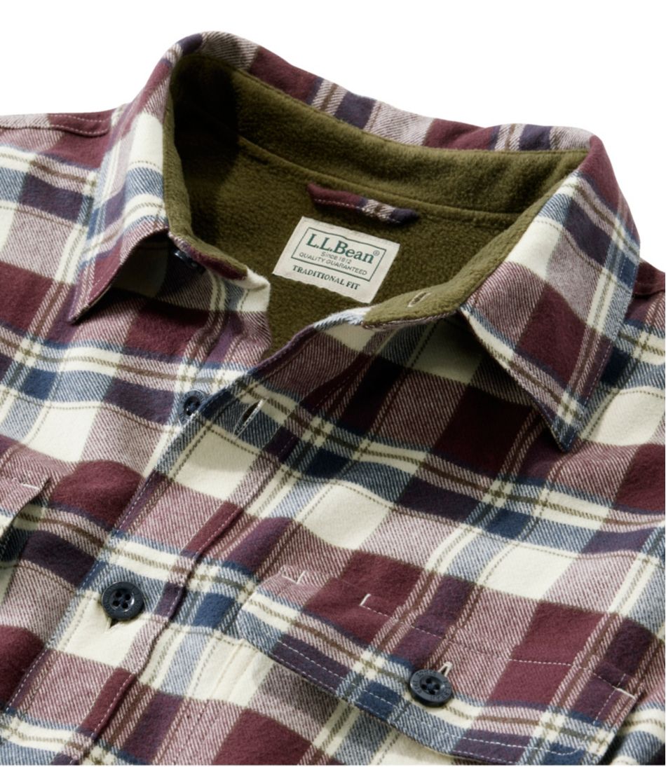 L.L.Bean Men's Fleece-Lined Flannel Shirt, Traditional Fit CLOTHING