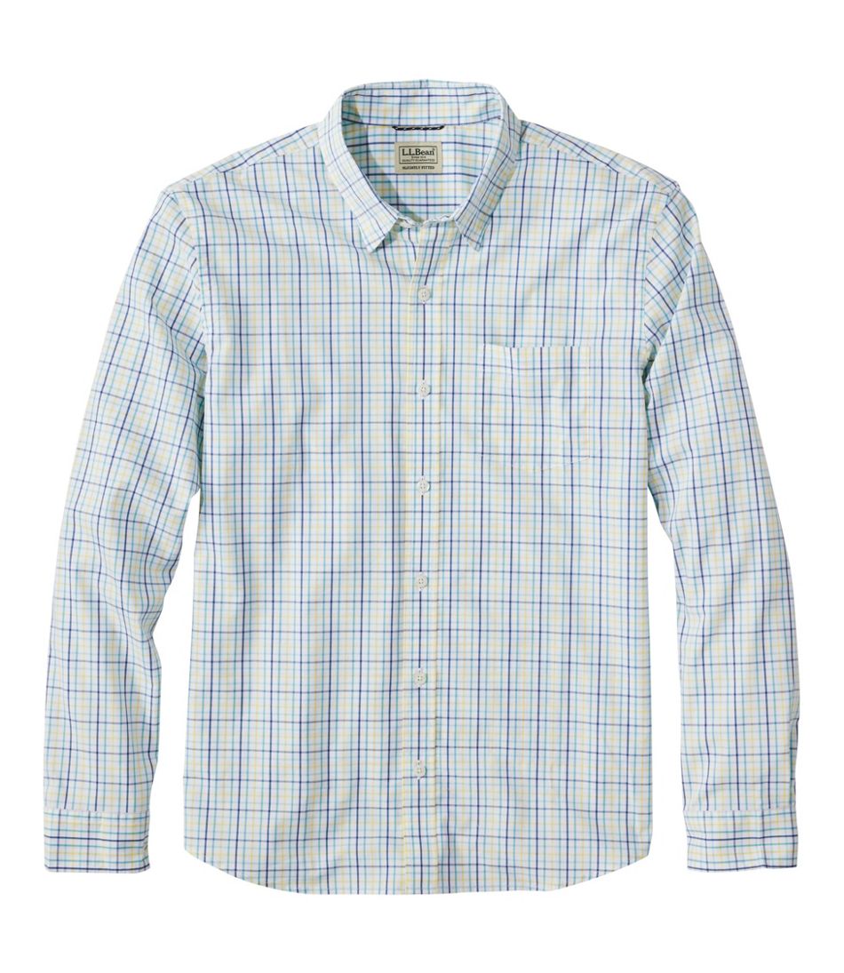 L.L.Bean Men's Comfort Stretch Performance® Shirt, Long-Sleeve, Slightly Fitted Untucked Fit, Plaid CLOTHING|SALE