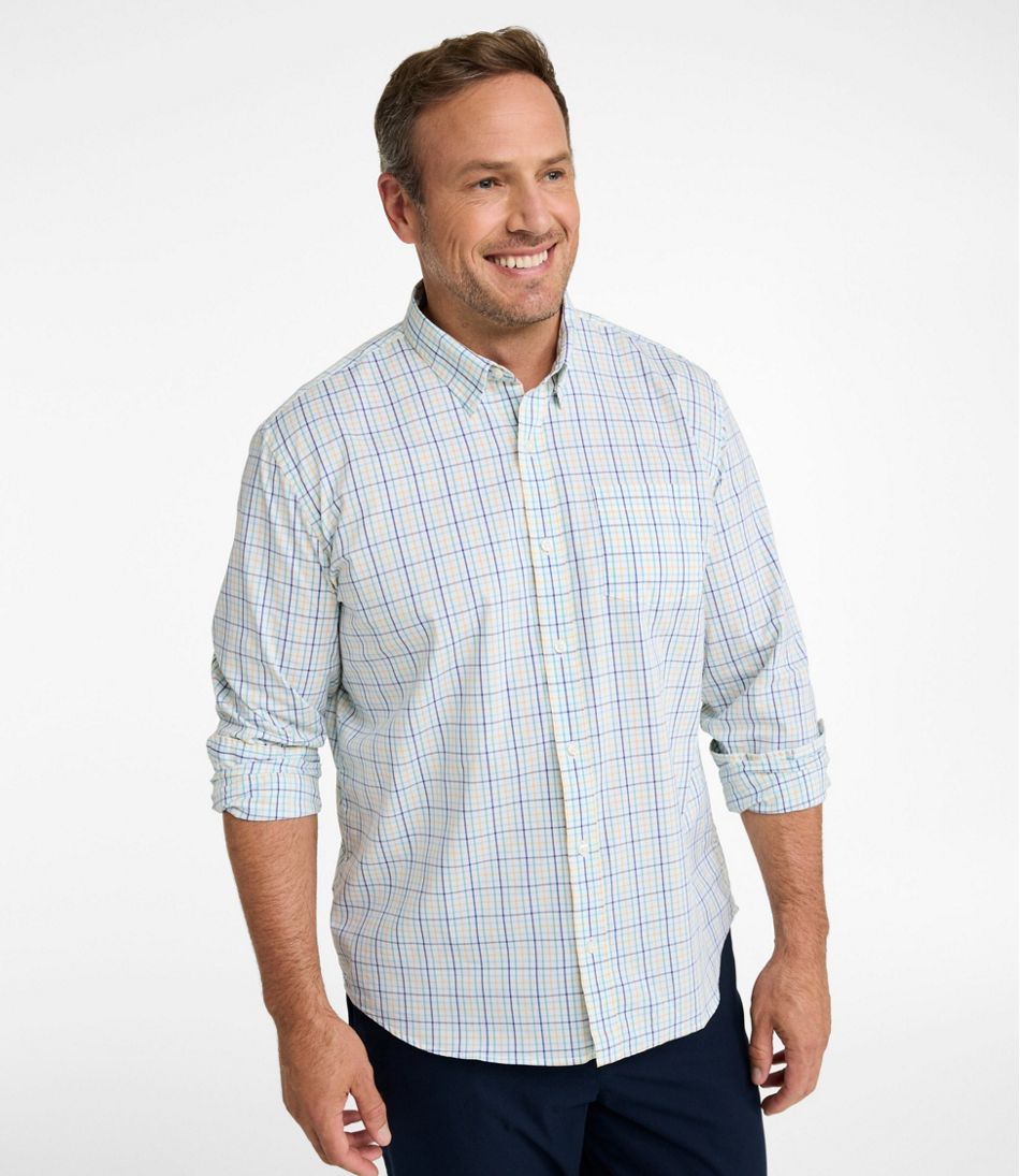 L.L.Bean Men's Comfort Stretch Performance® Shirt, Long-Sleeve, Slightly Fitted Untucked Fit, Plaid CLOTHING|SALE