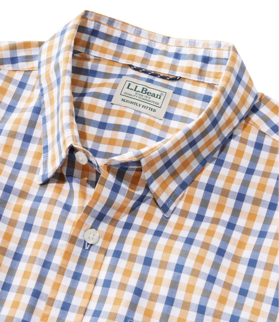 L.L.Bean Men's Comfort Stretch Performance® Shirt, Short-Sleeve, Slightly Fitted Untucked Fit, Plaid CLOTHING|SALE