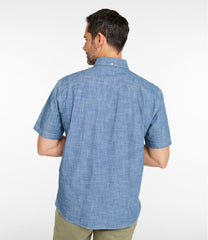 L.L.Bean Men's Comfort Stretch® Chambray Shirt, Traditional Untucked Fit, Short-Sleeve CLOTHING