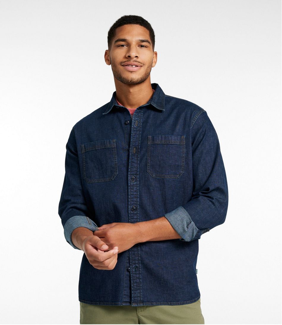 L.L.Bean Men's BeanFlex® Denim Shirt, Traditional Untucked Fit CLOTHING|SALE