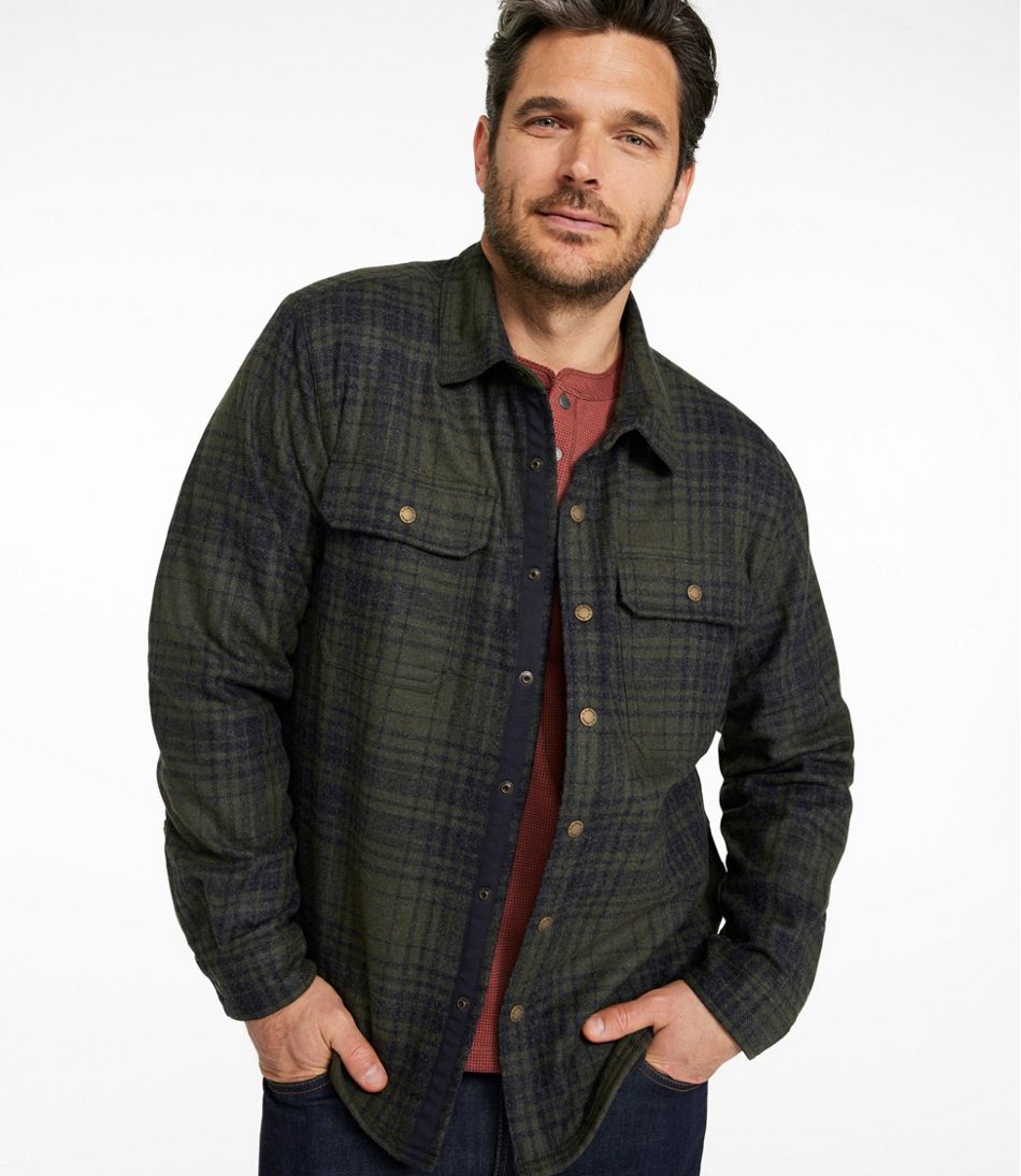 L.L.Bean Men's Maine Guide Lightweight Lined Wool Field Shirt, Plaid CLOTHING|OUTDOOR EQUIPMENT
