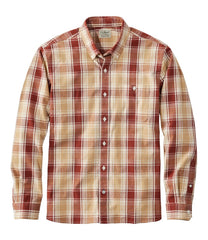 L.L.Bean Men's Comfort Stretch® Chambray Shirt, Long-Sleeve, Slightly Fitted Untucked Fit, Plaid CLOTHING|SALE