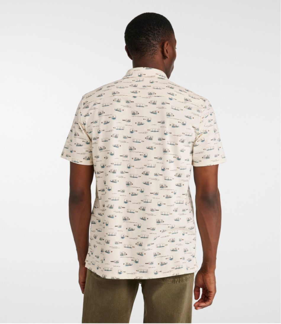 L.L.Bean Men's Lakewashed Performance Shirts, Button-Front Shirt, Short-Sleeve, Print CLOTHING|SALE