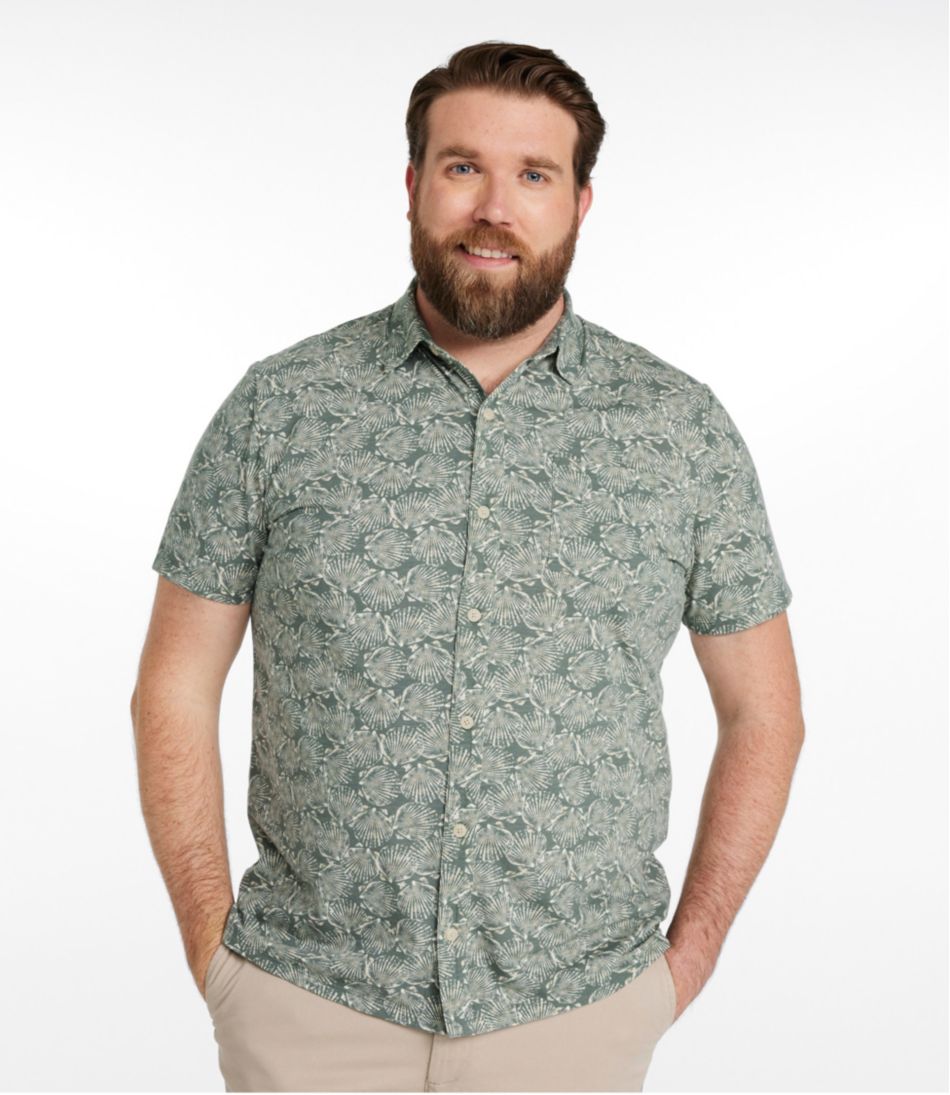 L.L.Bean Men's Lakewashed Performance Shirts, Button-Front Shirt, Short-Sleeve, Print CLOTHING|SALE