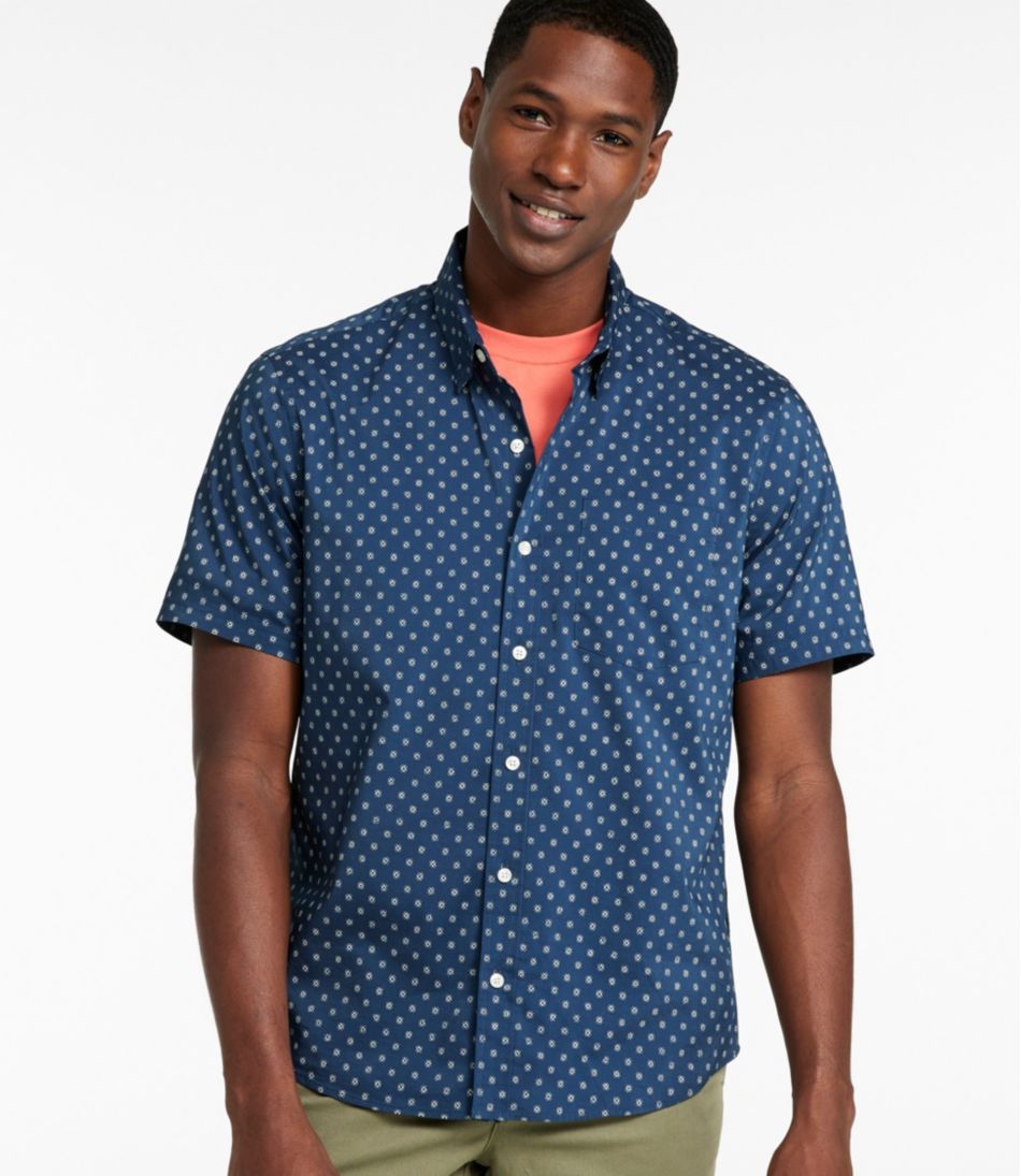 L.L.Bean Men's Comfort Stretch Performance® Shirt, Short-Sleeve, Slightly Fitted Untucked Fit, Print CLOTHING|SALE