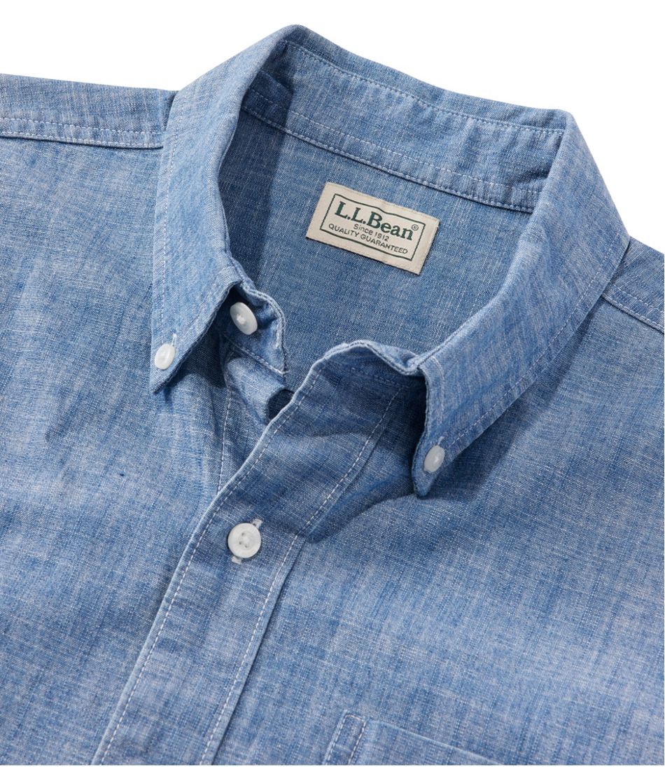 L.L.Bean Men's Comfort Stretch® Chambray Shirt, Long-Sleeve, Slightly Fitted Untucked Fit CLOTHING|SALE