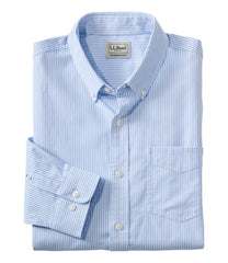 L.L.Bean Men's Comfort Stretch Oxford Shirt, Slightly Fitted Untucked Fit, Stripe CLOTHING