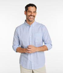 L.L.Bean Men's Comfort Stretch Oxford Shirt, Slightly Fitted Untucked Fit, Stripe CLOTHING